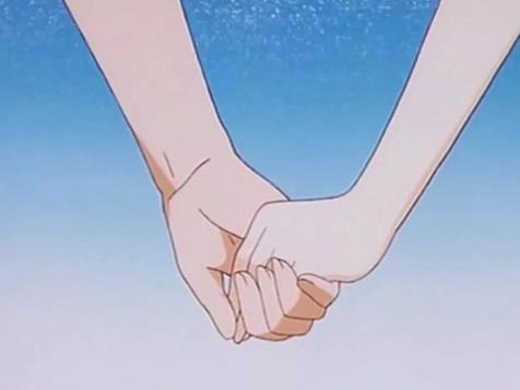 漫画中男女十指相扣