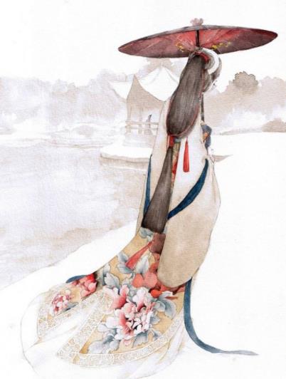 女孩背影唯美图片,撑伞女孩唯美背影图片