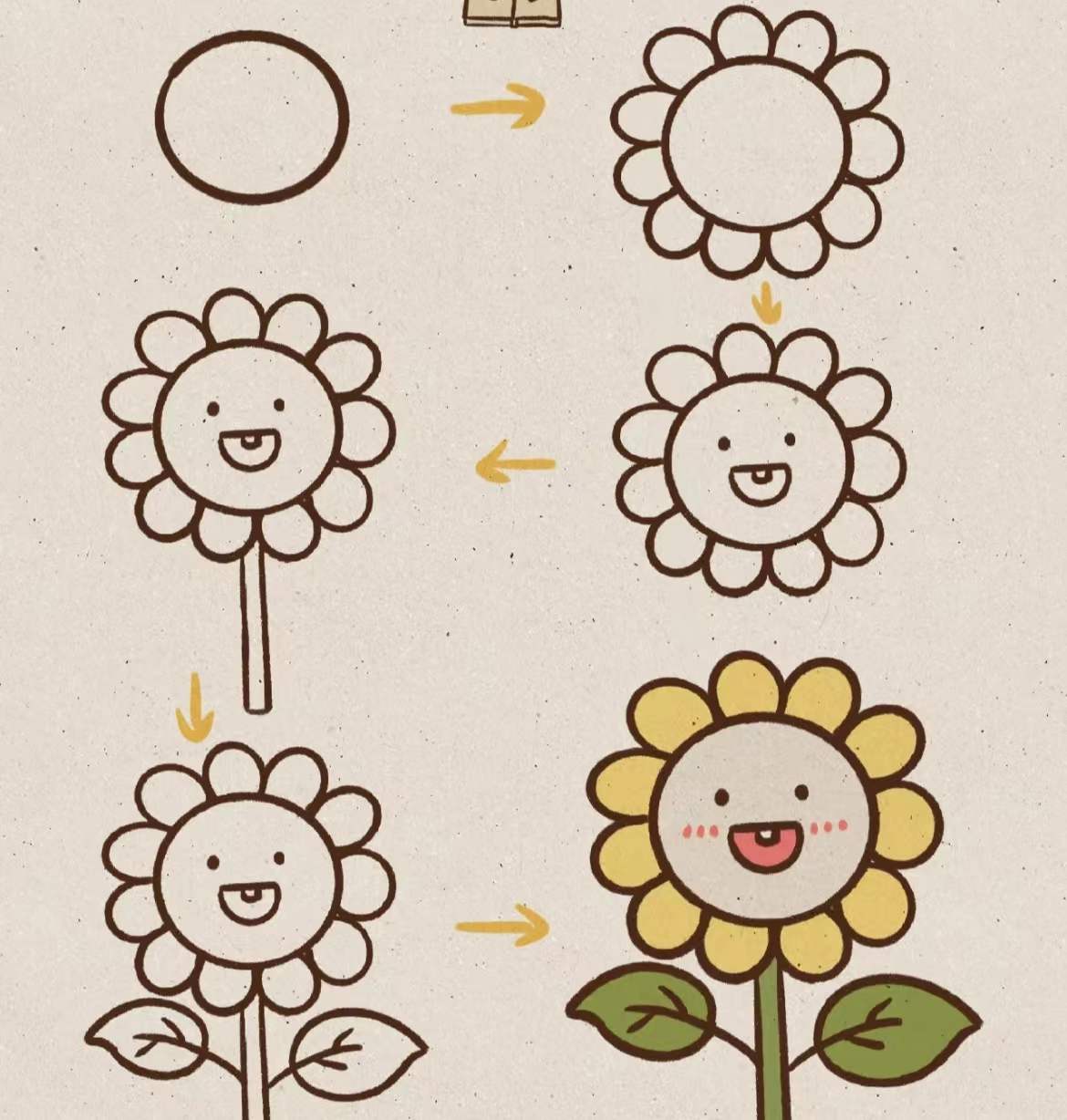 简笔画向日葵画法图片,一大片向日葵的简笔画