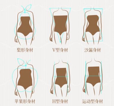 女生体态六大类型图，女性体型曲线对照图