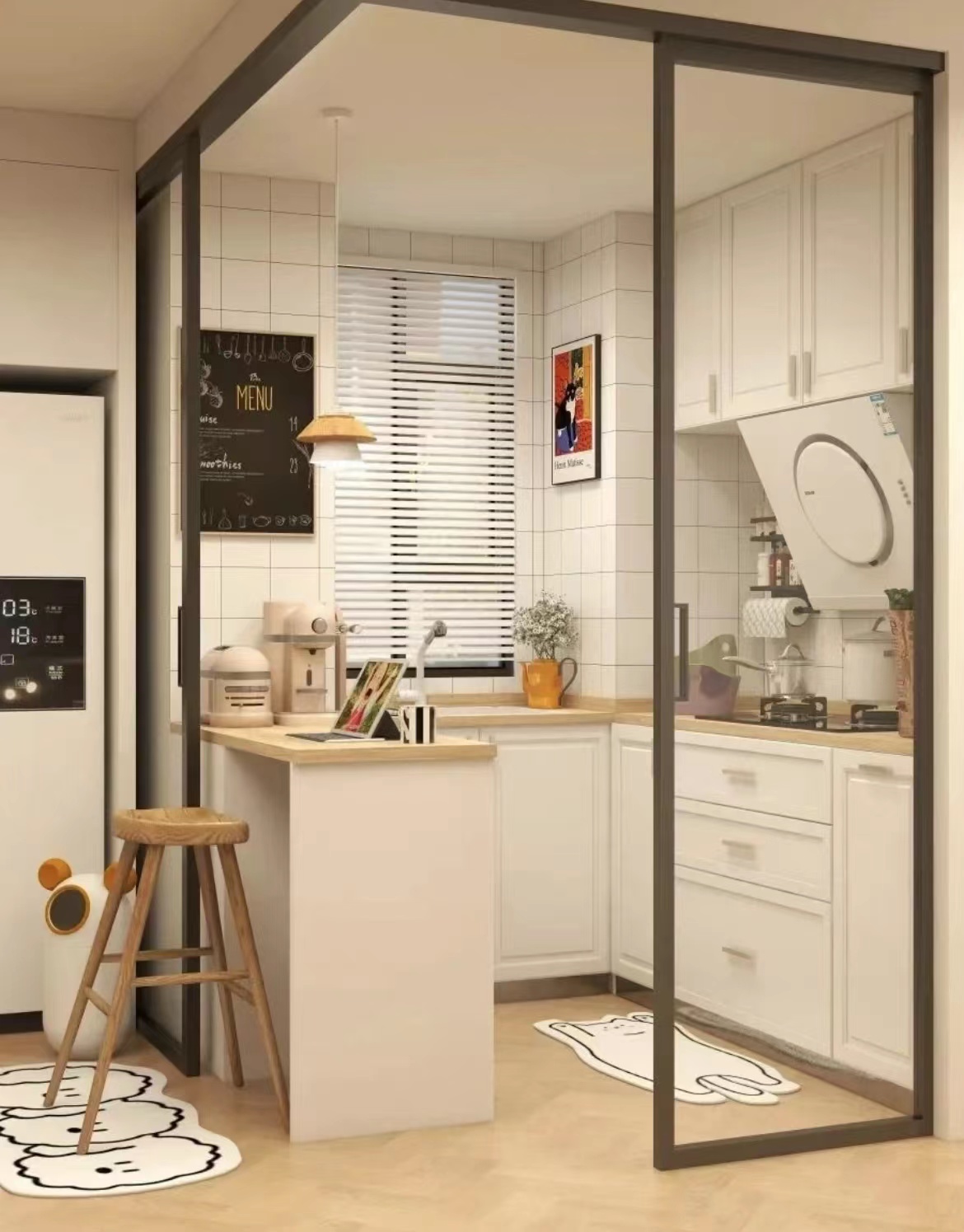 4平米u型厨房设计图,4平方小厨房装修效果图大全