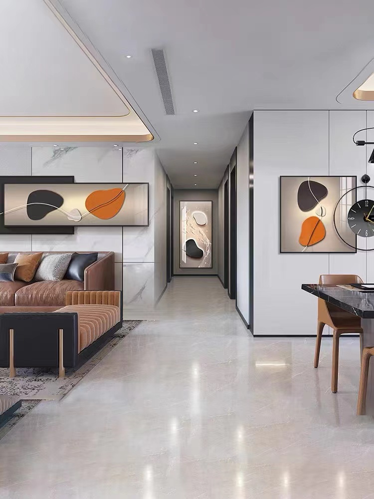 正对入户门墙上挂画效果图,正对门玄关装修效果图壁画