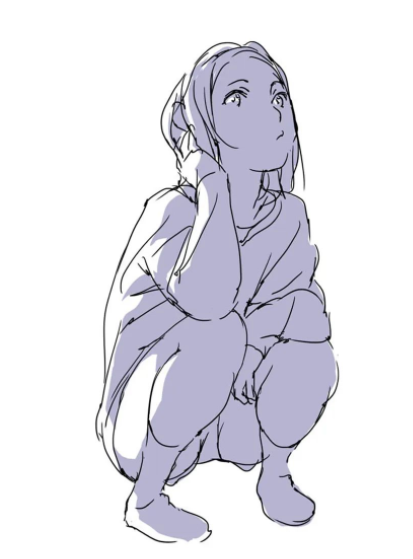 正面蹲下的动作怎么画,正面蹲下的人简笔画