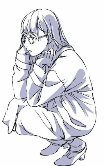 正面蹲下的动作怎么画,正面蹲下的人简笔画