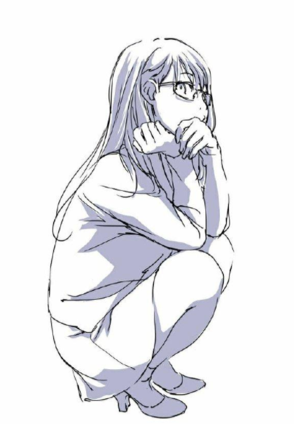 正面蹲下的动作怎么画,正面蹲下的人简笔画