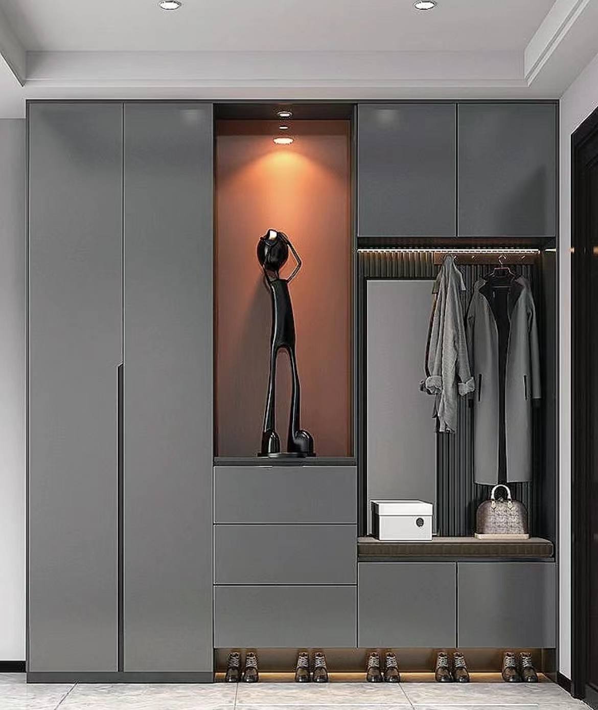 高级入户鞋柜效果图