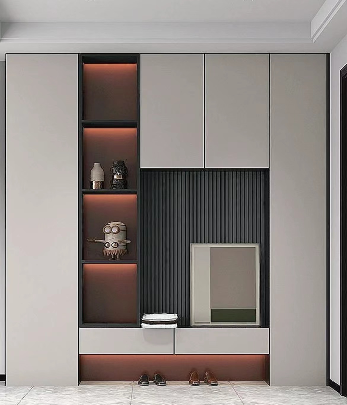 高级入户鞋柜效果图