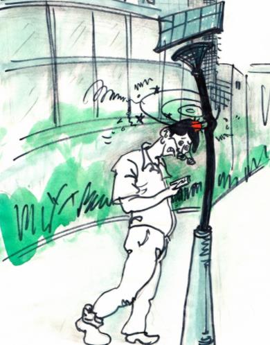 走路看手机的危害图片