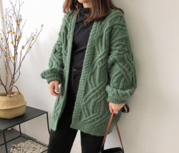女式粗毛线大衣织法,粗毛线毛衣外套编织