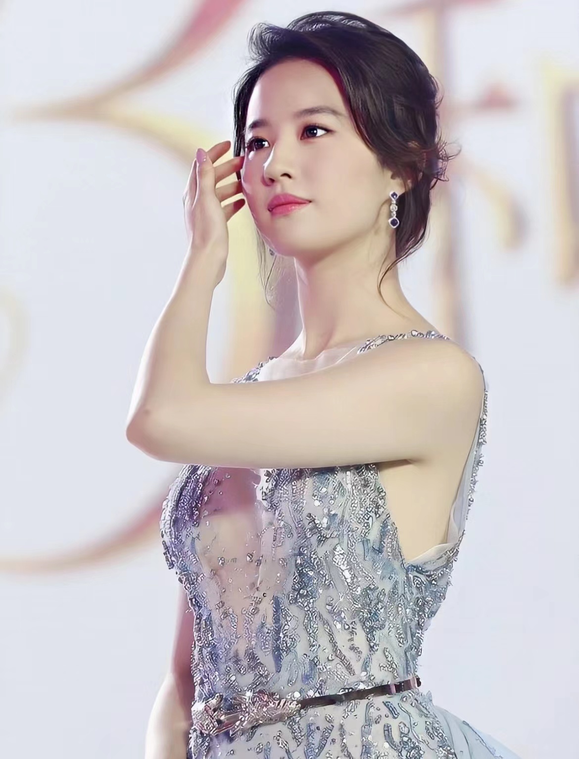 刘亦菲蓝色长裙造型,刘亦菲惊艳全部照片