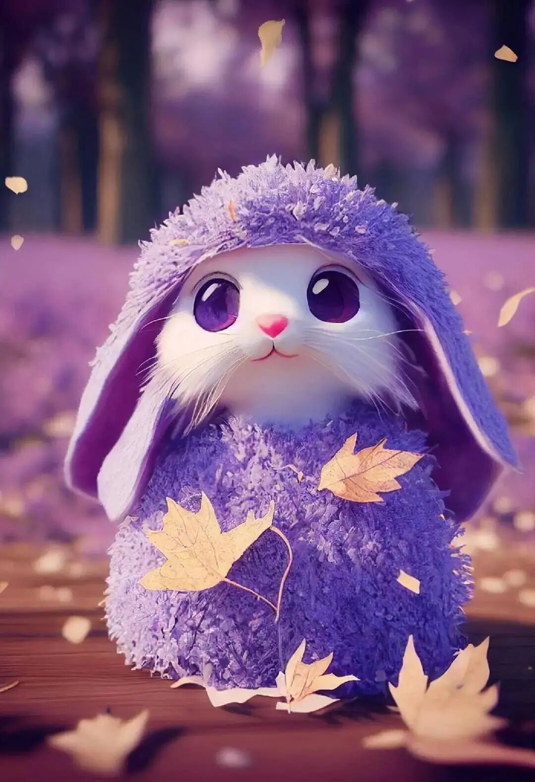 紫色兔子可爱壁纸,超萌兔子壁纸紫色