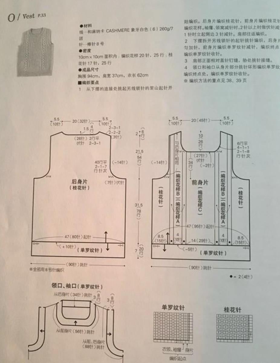 棒针粗线毛衣图解