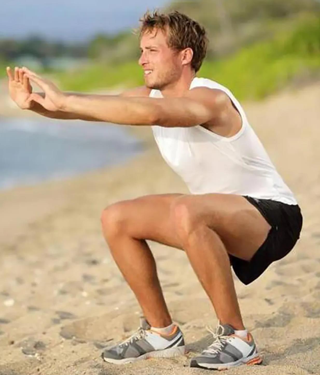 男人半蹲体位图，增强下肢力量和稳定性