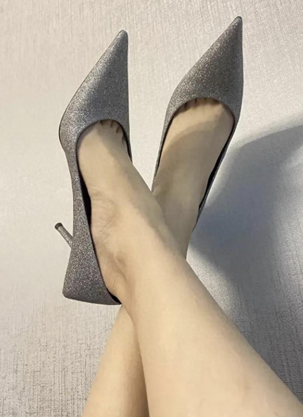 浅口露趾细高跟鞋,好看的细脚露趾高跟凉鞋