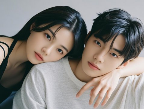 女生趴在男生怀里的情侣照片