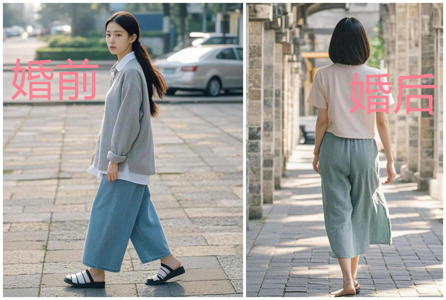 婚前走路和婚后走路的样子