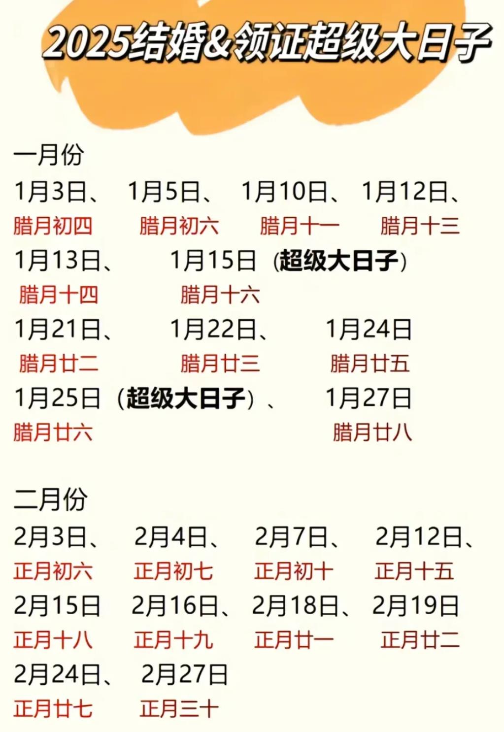 2025上等嫁娶吉日一览表