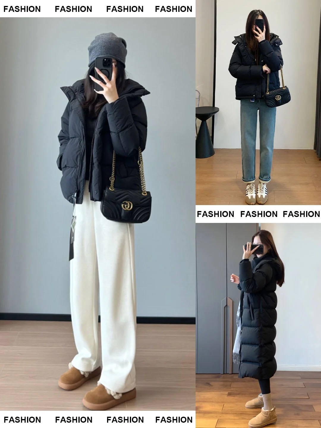 黑色羽绒服冬日怎么搭配
