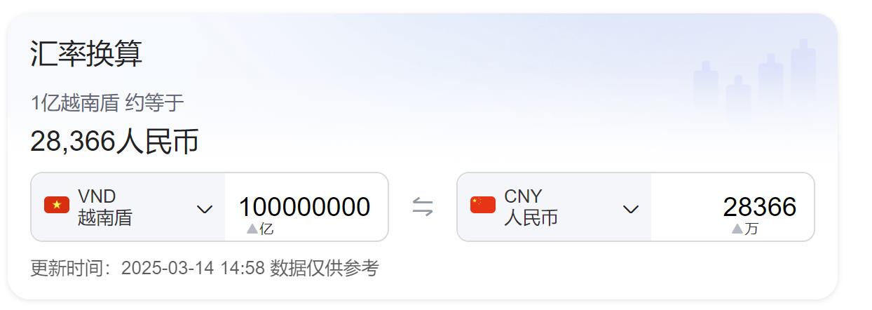 一亿越南盾多少人民币