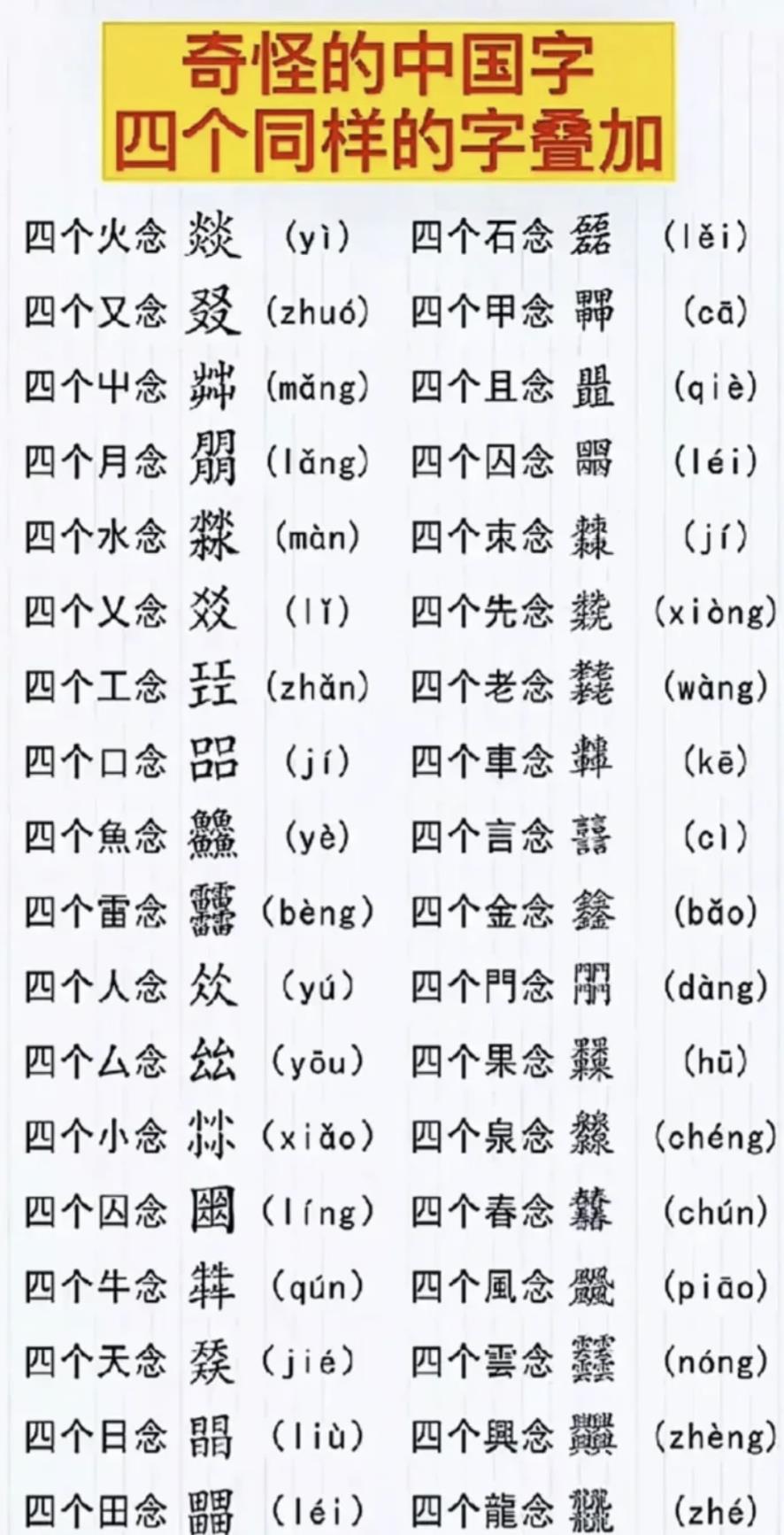 四个字的正确读法