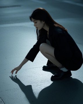 蹲下来摸摸自己的影子伤感图片