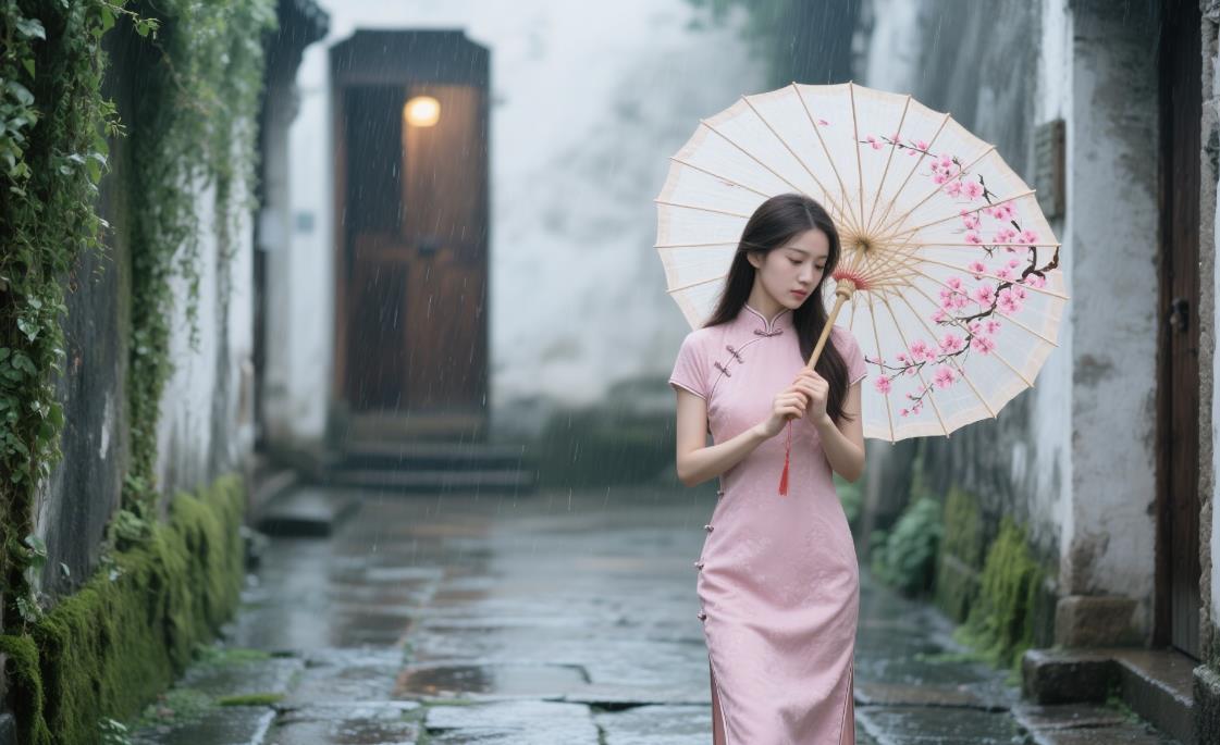 撑着油纸伞的唯美图片