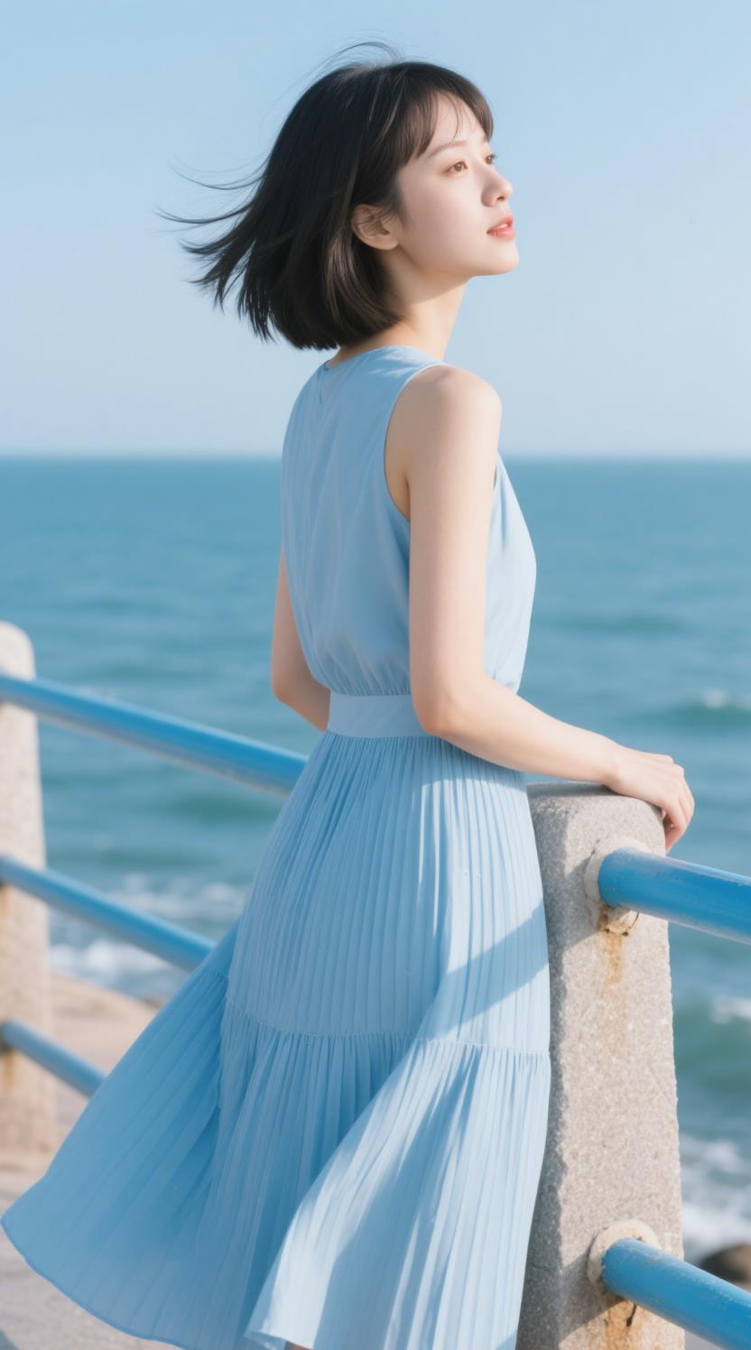 美女穿蓝裙美图有哪些
