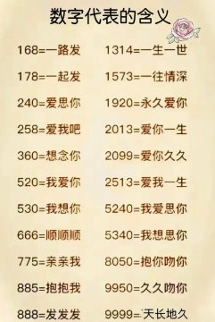数字代表的浪漫暗语，数字代表的暗语