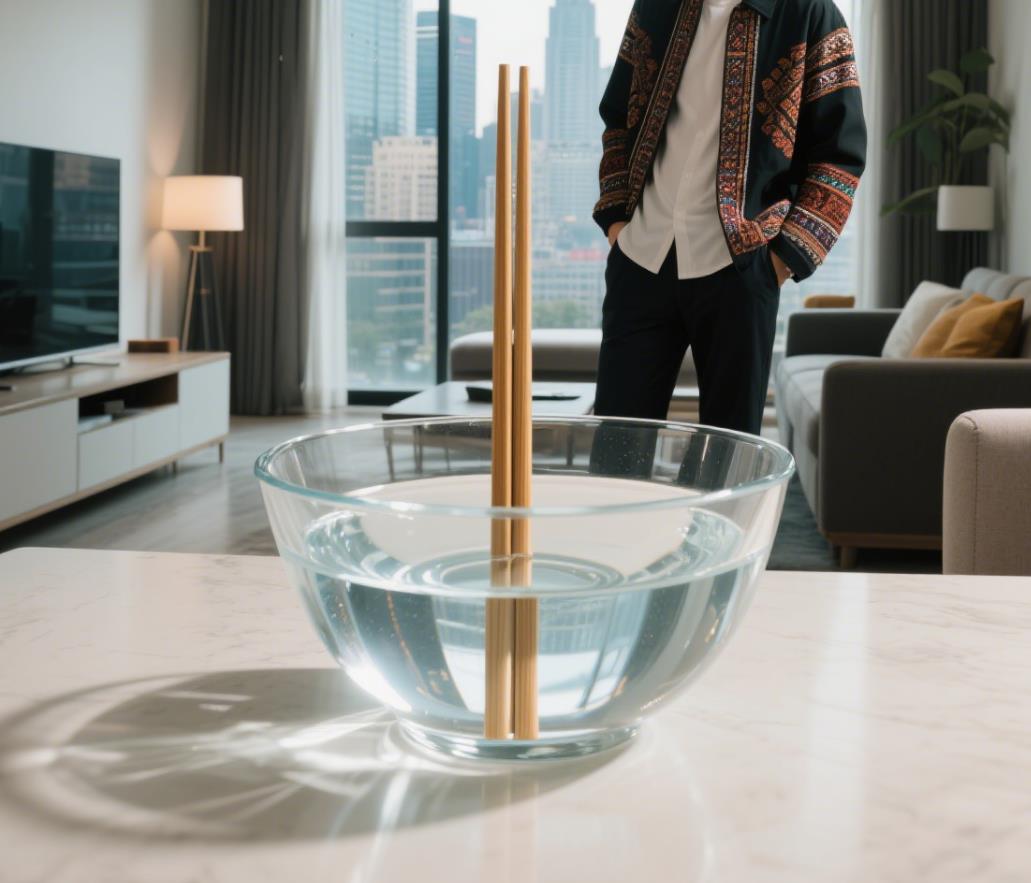 水中立筷子是什么原理