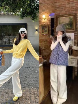 冬天白裤减龄穿搭分享