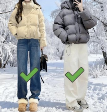 今冬羽绒服阔腿裤穿搭
